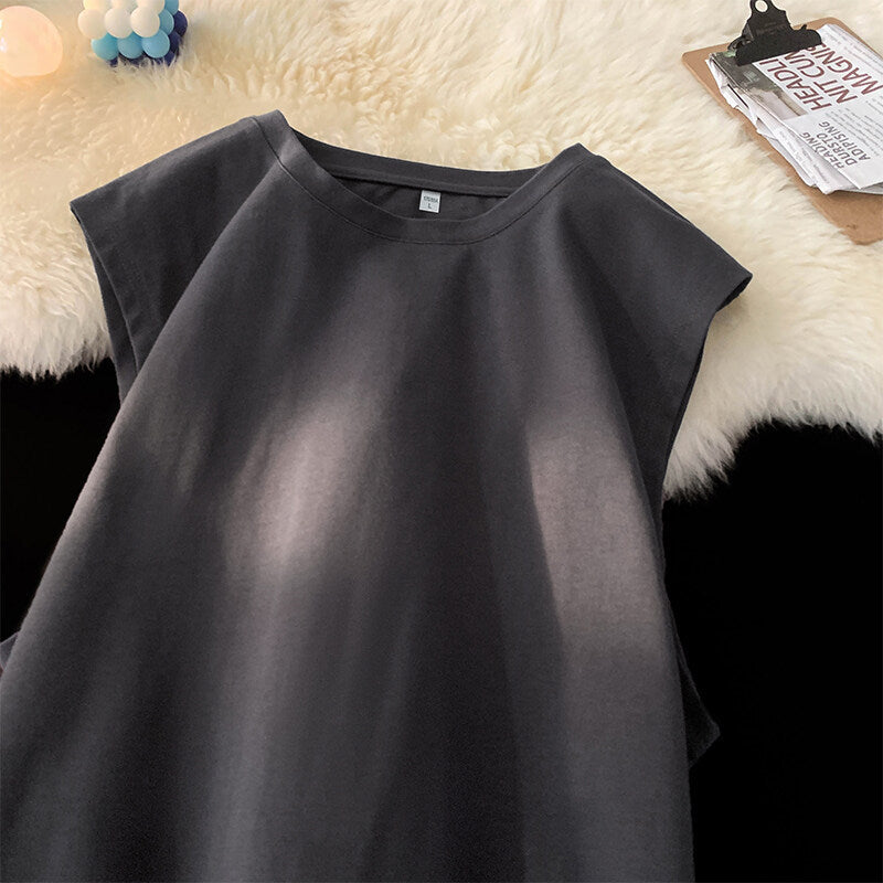 Men's Loose Pullover Solid Color Tank Top Sleeveless T-shirt
